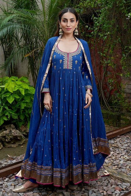 Nazar By Indu Gold Motif Embroidered Anarkali Set