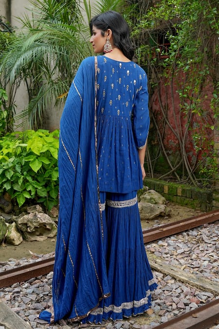 Nazar By Indu Mirror Work Kurta Sharara Set