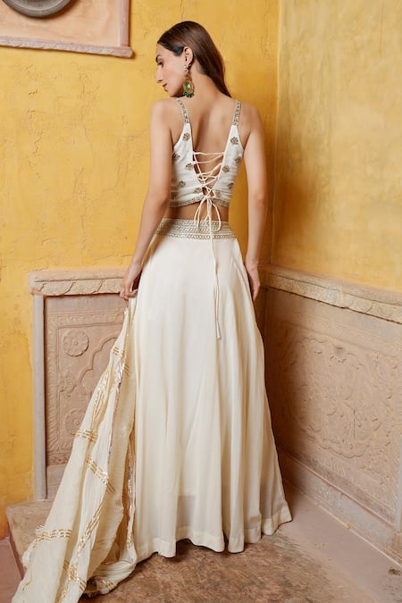 Nazar By Indu Embroidered Blouse & Fluid Skirt Lehenga Set