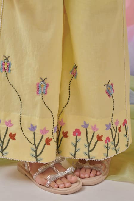 Littleens Yellow Cotton Lace, Embroidery Kazumi Garden Feels Blazer Set at Aza Fashions Littleens_Yellow Cotton Lace, Embroidery Kazumi Garden Feels Blazer Set _at_Aza_Fashions