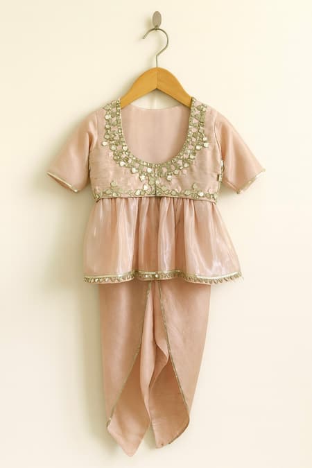 MI Dulce AN'YA Off White Tissue, Silk Mirrors, Embroidery, Gota Patti, Jacket And Kurta Set Online at Aza Fashions MI Dulce AN'YA_Off White Tissue, Silk Mirrors, Embroidery, Gota Patti, Jacket And Kurta Set _Online_at_Aza_Fashions