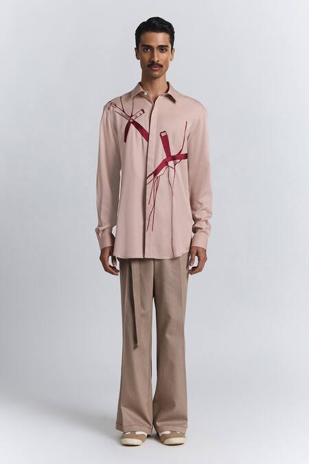 Buy Line Out Line Pink Tencel, Twill Embroidery Axis Shirt Online at Aza Fashions Buy_Line Out Line_Pink Tencel, Twill Embroidery Axis Shirt _Online_at_Aza_Fashions