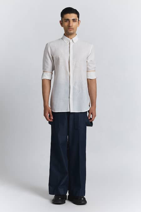 Buy_Line Out Line_Off White Embroidery Urban Layout Shirt _Online_at_Aza_Fashions