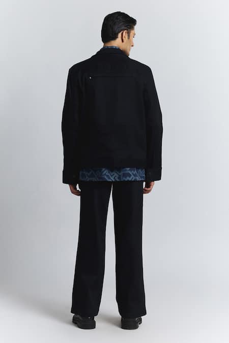 Shop_Line Out Line_Blue Torque Denim Bomber _Online_at_Aza_Fashions