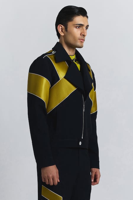 Buy_Line Out Line_Navy Piping Chevron Pavilion Patch Jacket 