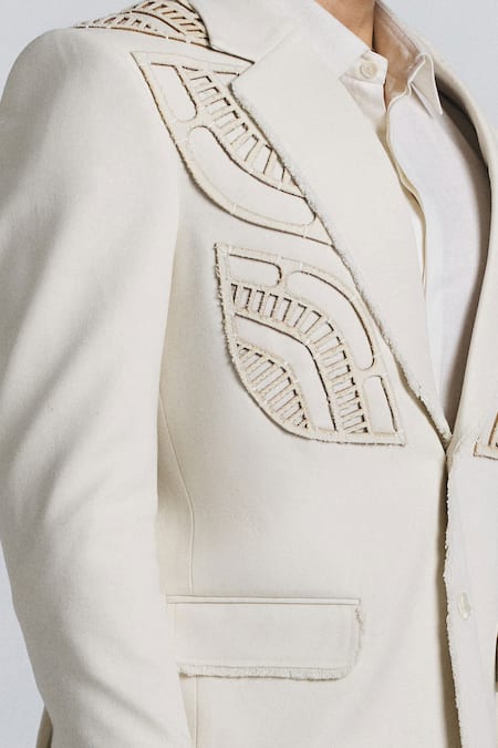 Line Out Line Ivory Cut Work, Embroidery Laser Blazer Online at Aza Fashions Line Out Line_Ivory Cut Work, Embroidery Laser Blazer _Online_at_Aza_Fashions