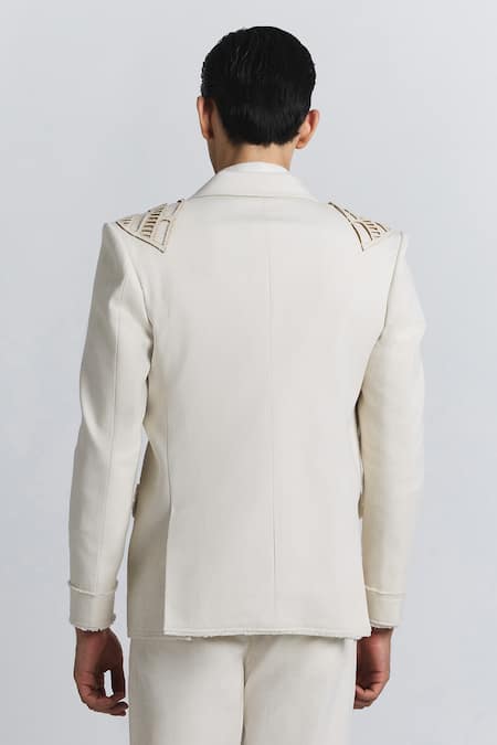 Line Out Line Ivory Laser Cut Blazer