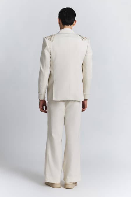 Shop Line Out Line Ivory Cut Work, Embroidery Laser Blazer Online at Aza Fashions Shop_Line Out Line_Ivory Cut Work, Embroidery Laser Blazer _Online_at_Aza_Fashions