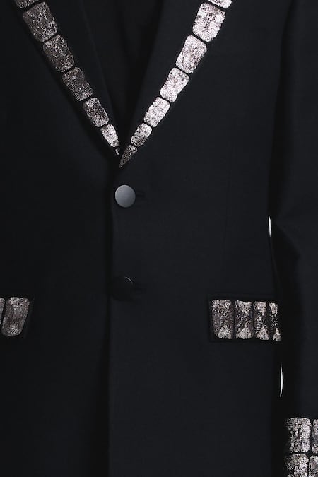 Buy_Line Out Line_Black Grid Alloy Embellished Blazer 