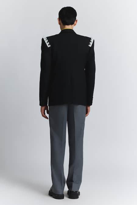 Line Out Line_Black Suiting Urban Frame Blazer _at_Aza_Fashions