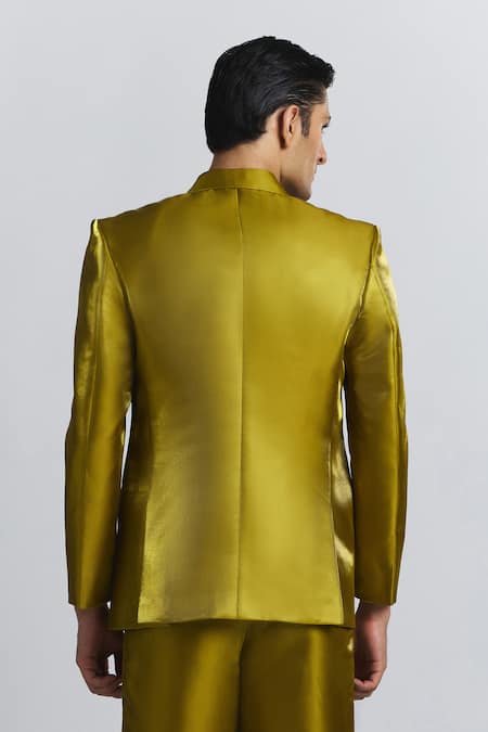Shop_Line Out Line_Yellow Polyester The Neo Blazer _at_Aza_Fashions