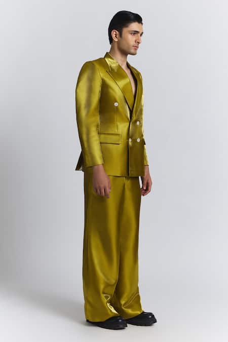 Shop_Line Out Line_Yellow Polyester The Neo Blazer _Online_at_Aza_Fashions