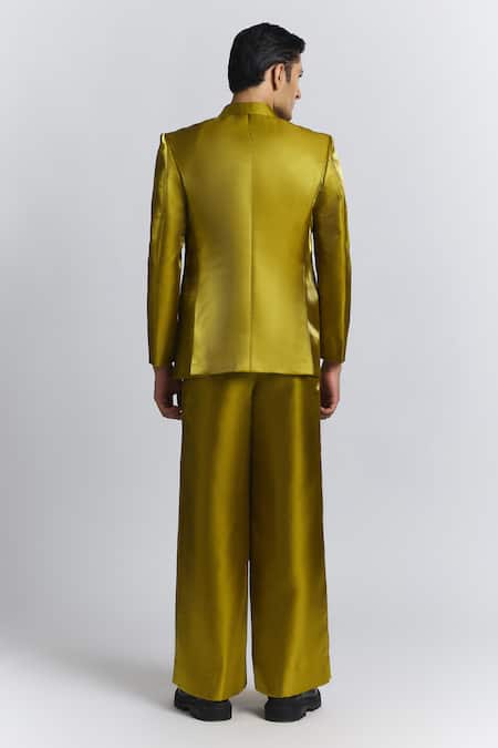 Line Out Line_Yellow Polyester The Neo Blazer _at_Aza_Fashions