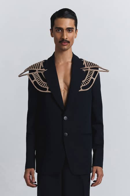 Line Out Line Laser Cut Panel Blazer