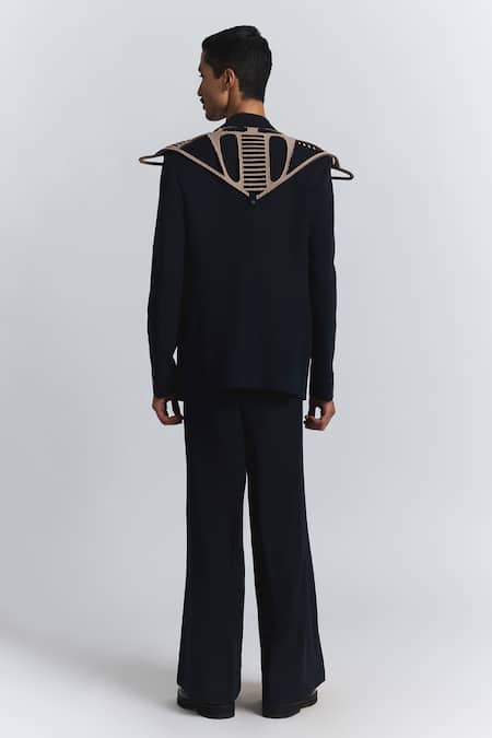 Line Out Line Navy Cut Work Laser Panel Blazer at Aza Fashions Line Out Line_Navy Cut Work Laser Panel Blazer _at_Aza_Fashions