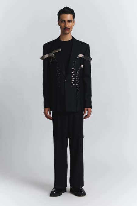 Buy Line Out Line Black Beads Arch Embroidered Blazer Online at Aza Fashions Buy_Line Out Line_Black Beads Arch Embroidered Blazer _Online_at_Aza_Fashions