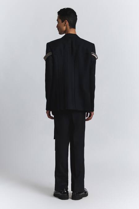 Line Out Line Black Beads Arch Embroidered Blazer at Aza Fashions Line Out Line_Black Beads Arch Embroidered Blazer _at_Aza_Fashions