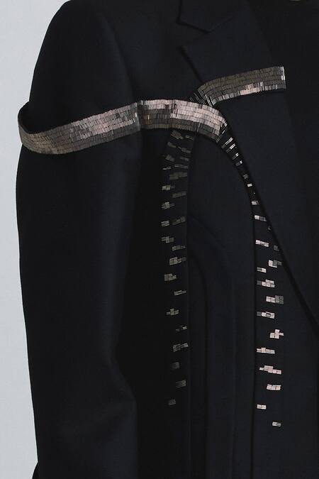 Buy Line Out Line Black Beads Arch Embroidered Blazer Buy_Line Out Line_Black Beads Arch Embroidered Blazer