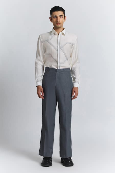 Line Out Line Geofaceted Piping Pant