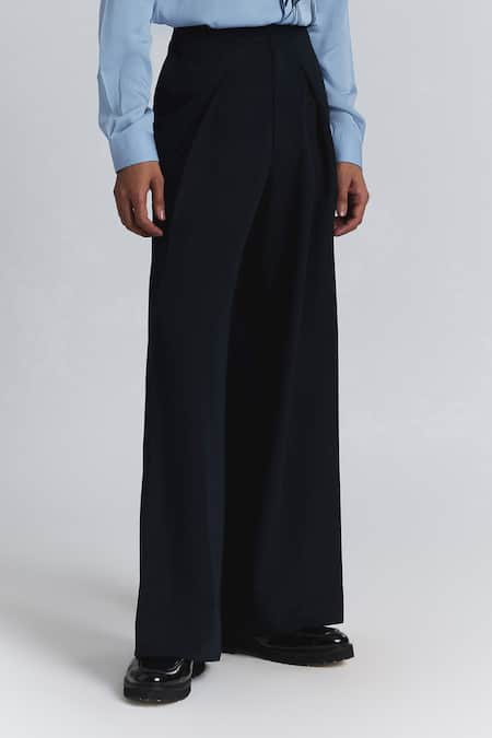 Line Out Line Navy Suiting Mega Pleat Pant Online at Aza Fashions Line Out Line_Navy Suiting Mega Pleat Pant _Online_at_Aza_Fashions