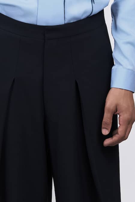 Buy Line Out Line Navy Suiting Mega Pleat Pant Online at Aza Fashions Buy_Line Out Line_Navy Suiting Mega Pleat Pant _Online_at_Aza_Fashions