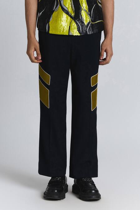 Buy Line Out Line Navy Suiting Patchwork, Piping Chevron Pavilion Patch Pant Online at Aza Fashions Buy_Line Out Line_Navy Suiting Patchwork, Piping Chevron Pavilion Patch Pant _Online_at_Aza_Fashions