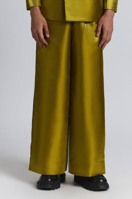 Line Out Line Yellow Polyester The Neo Pant Online at Aza Fashions Line Out Line_Yellow Polyester The Neo Pant _Online_at_Aza_Fashions