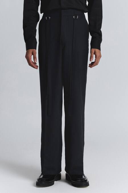 Shop Line Out Line Black Cotton Harness Band Pant Online at Aza Fashions Shop_Line Out Line_Black Cotton Harness Band Pant _Online_at_Aza_Fashions