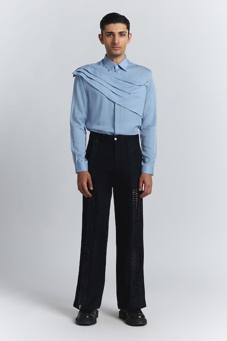 Line Out Line Laser-Cut Panel Denim Trouser 