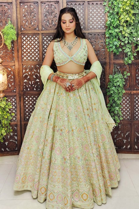 Amaltas Couture Mirror Leather Work Lehenga Set