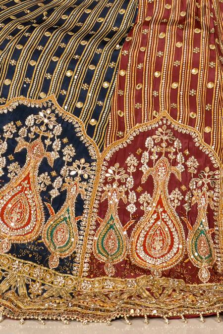 Amaltas Couture Green Crepe, Net Embroidery, Beads, Stones, Dori Marodi Work Lehenga Set Online at Aza Fashions Amaltas Couture_Green Crepe, Net Embroidery, Beads, Stones, Dori Marodi Work Lehenga Set _Online_at_Aza_Fashions