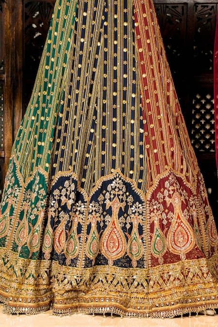 Buy Amaltas Couture Green Crepe, Net Embroidery, Beads, Stones, Dori Marodi Work Lehenga Set Buy_Amaltas Couture_Green Crepe, Net Embroidery, Beads, Stones, Dori Marodi Work Lehenga Set