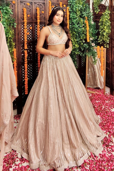 Amaltas Couture Sequins & Cutdana Embroidered Lehenga Set