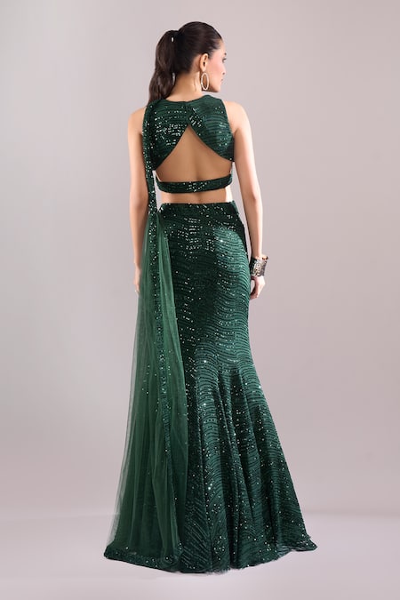 Samyukta Singhania Sequined Wavy Hand Embroidered Lehenga Set 