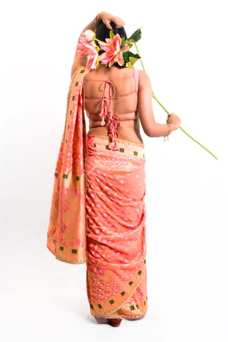 Amaltas Couture Bandhej Zari Resham Woven Saree With Blouse