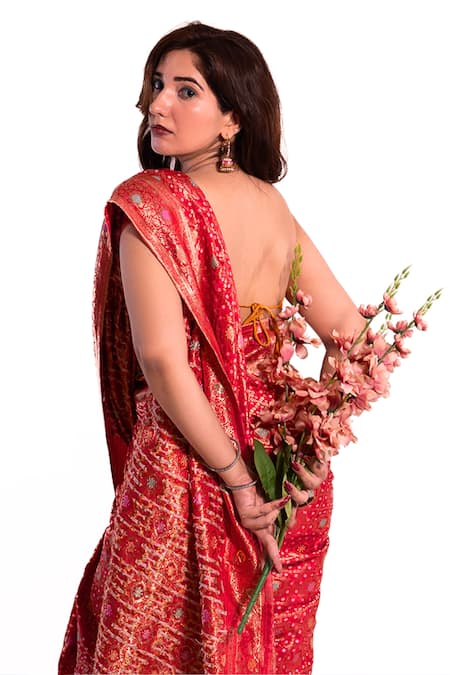 Amaltas Couture Banarasi Bandhej Saree With Blouse