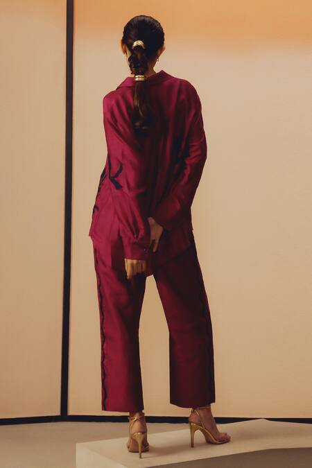 Kavya Singh Kundu_Pink Silk Collared Jones Hand Block Print Shirt _Online_at_Aza_Fashions