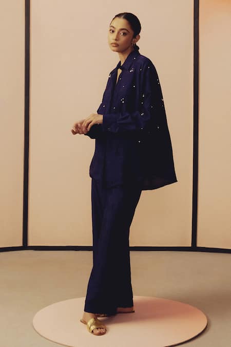 Kavya Singh Kundu Tim Set Hand Embroidered Shirt With Pant 