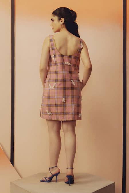 Kavya Singh Kundu Tazo Plaid Hand Embroidered Dress 