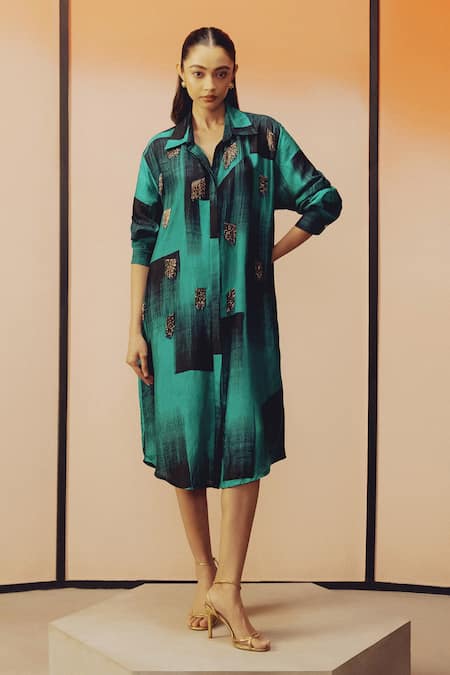 Kavya Singh Kundu Moss Hand Embroidered Dress 