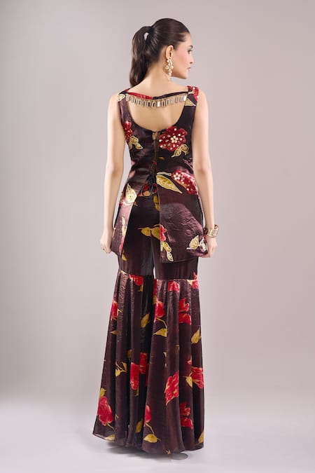 Samyukta Singhania Printed Hand Embroidered Blouse & Sharara Set 