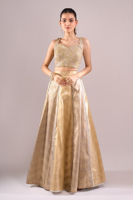 Samyukta Singhania Brocade Hand Embroidered Lehenga Set