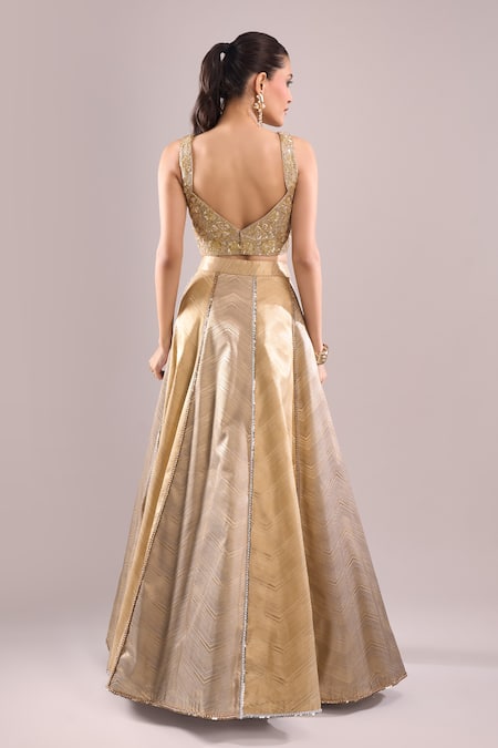 Samyukta Singhania Brocade Hand Embroidered Lehenga Set