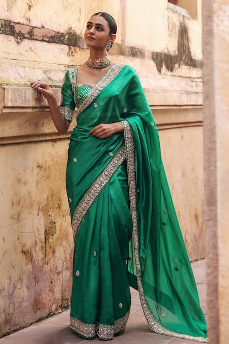 Vinita Bhansali Hiral Embroidered Silk Saree With Blouse 