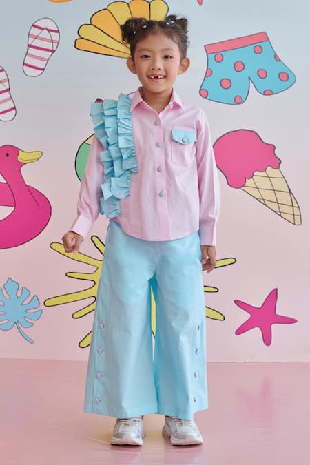 Littleens Popsicle Constrast Ruffle Shirt & Pant Set 