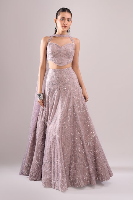 Samyukta Singhania Geometric Hand Embroidered Blouse Lehenga Set 