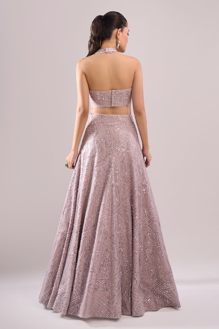 Samyukta Singhania Geometric Hand Embroidered Blouse Lehenga Set 