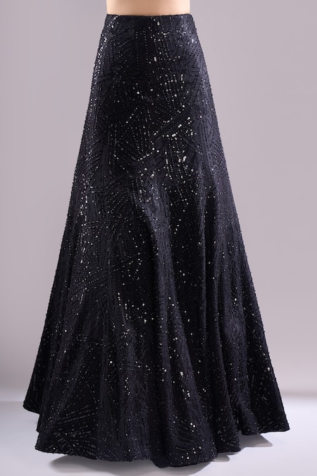 Buy Samyukta Singhania Black Net Sequins, Embroidery Sweetheart Neck, Geometric Hand Lehenga Set Online at Aza Fashions Buy_Samyukta Singhania_Black Net Sequins, Embroidery Sweetheart Neck, Geometric Hand Lehenga Set _Online_at_Aza_Fashions