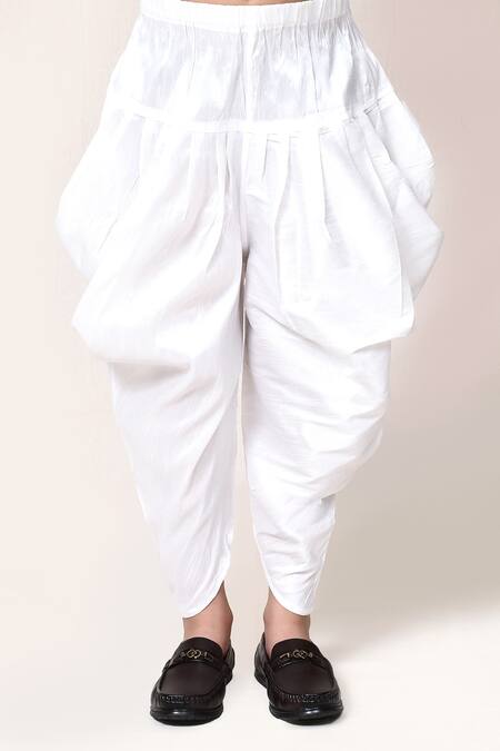 Petite Pomme_Beige Brocade, Silk Zari Geometric Kurta And Dhoti Pant Set _at_Aza_Fashions