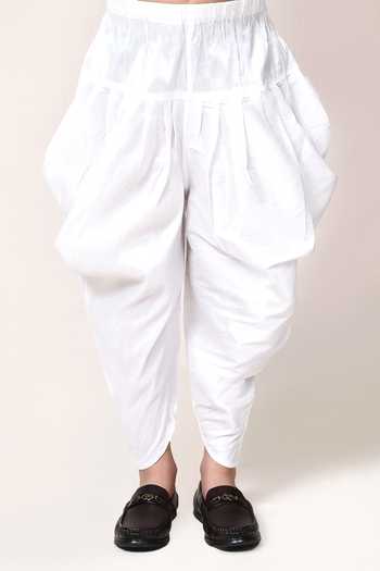 Petite Pomme_Orange Jacquard Kurta And Dhoti Pant Set _at_Aza_Fashions